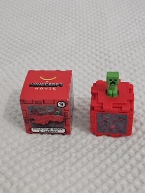 Mcdonalds Minecraft Kids Happy Meal Redstone Block with Creeper Figure